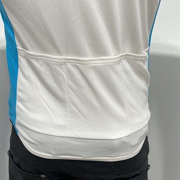 ecos Performance Wear Short Sleeve T-Shirt White Green Zipper Pockets Size M NWT - Picture 4 of 9